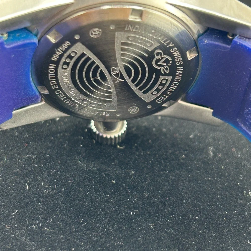 GV2 by Gevril 4042R3 Powerball Limited Edition Big Date Blue Band Men's Watch #9